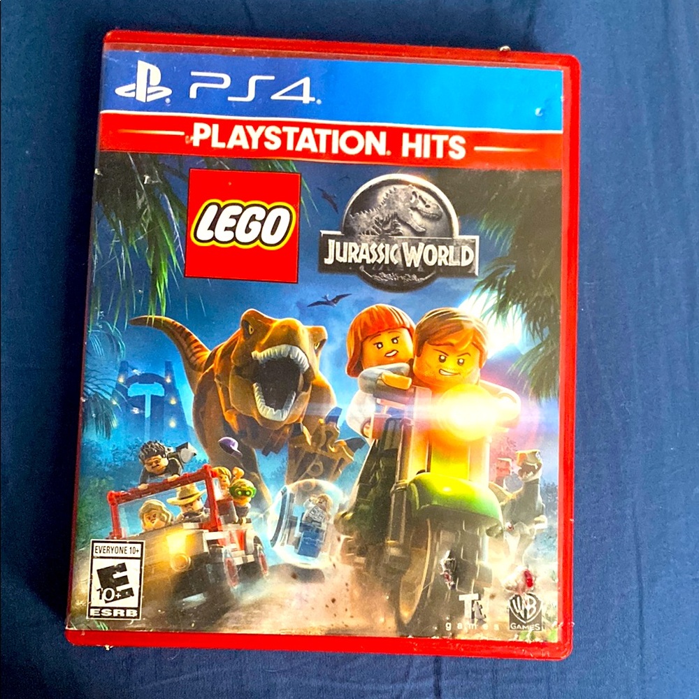 LEGO Jurassic World PS4 Game - Red and Blue Cover